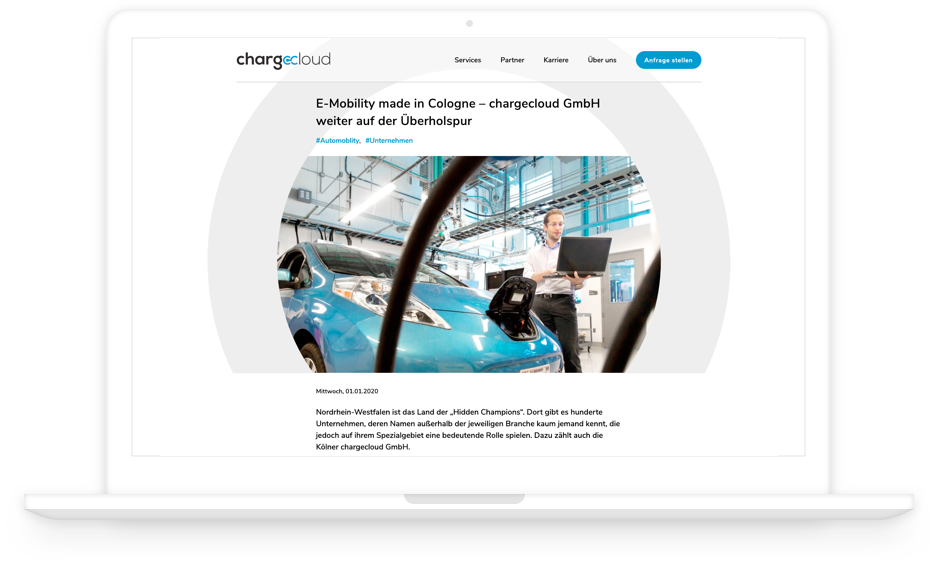 chargecloud.de auf einem Laptop | Hypercode, Digital Product Studio, Köln