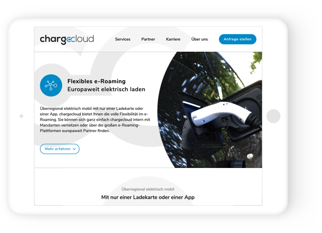 chargecloud.de auf einem Tablet | Hypercode, Digital Product Studio, Köln