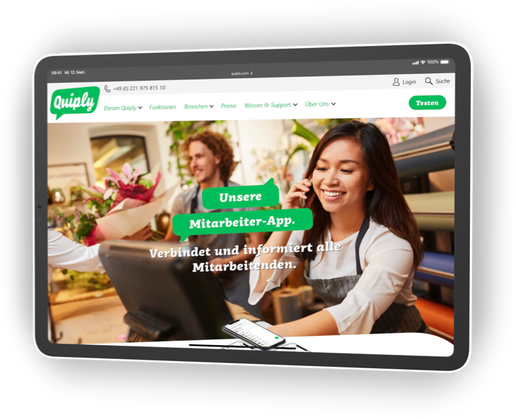Quiply-Website auf einem Tablet | Hypercode, Digital Product Studio, Köln