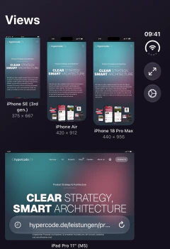 Views showing multiple website previews on the outer display of a closed iPhone Duo, screenshot without the device frame.
