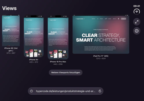 Views showing multiple website previews on the inner display of an open iPhone Duo, screenshot without the device frame.