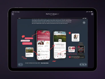 Interactive website preview in the Views detail view on iPad with the device frame.