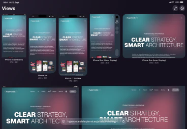 Views showing multiple website previews at different viewport sizes on iPad, screenshot without the device frame.
